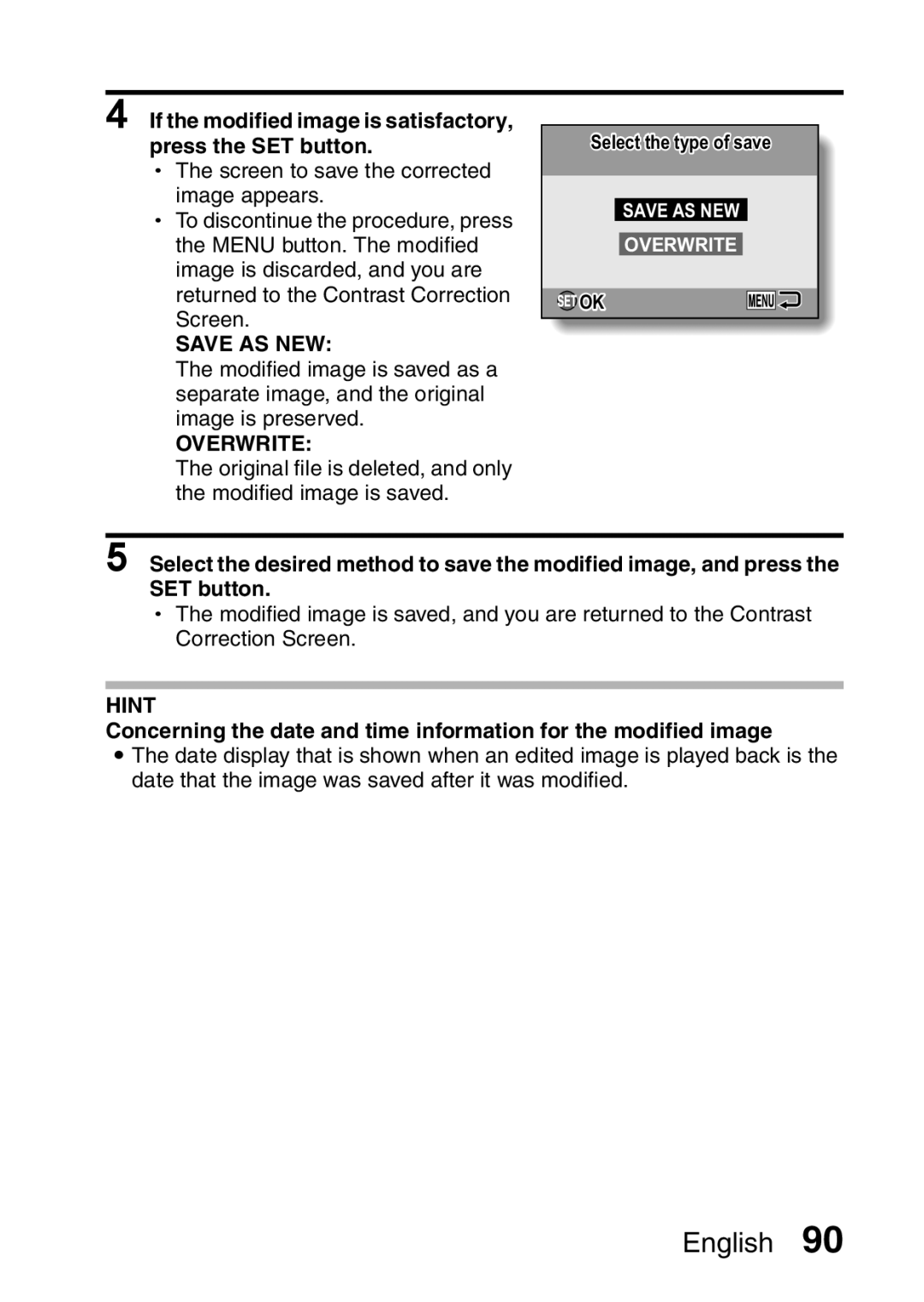 Sanyo VPC-E10GX, VPC-E10EX instruction manual Save AS NEW Overwrite 