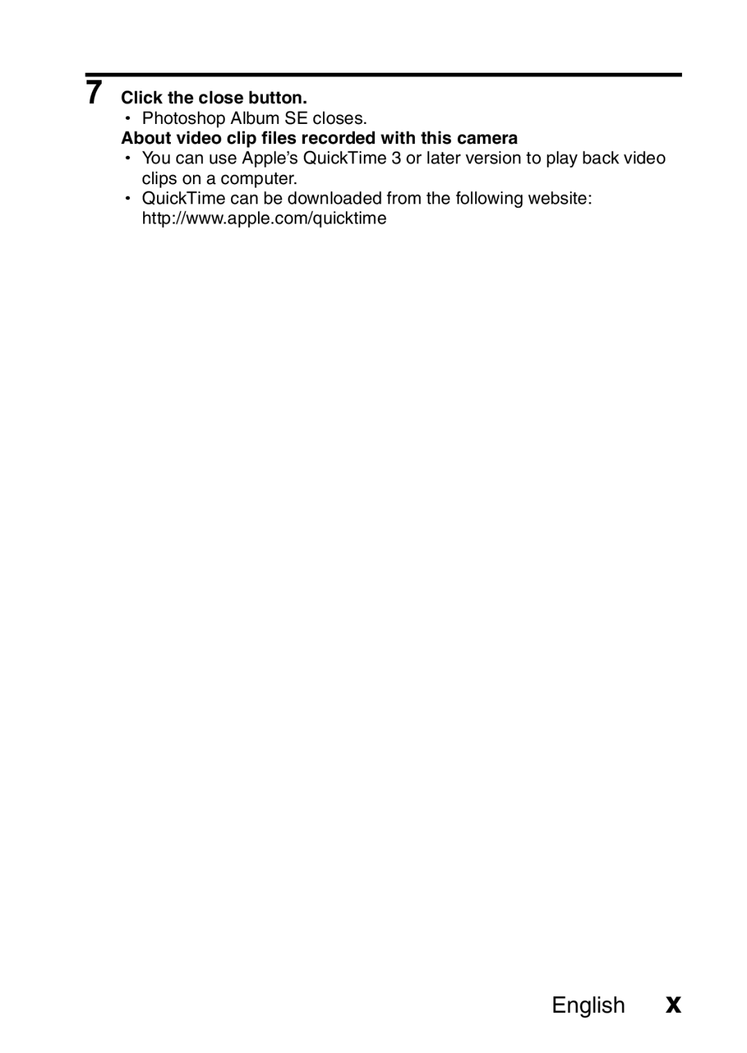 Sanyo VPC-E10GX, VPC-E10EX instruction manual Click the close button, About video clip files recorded with this camera 