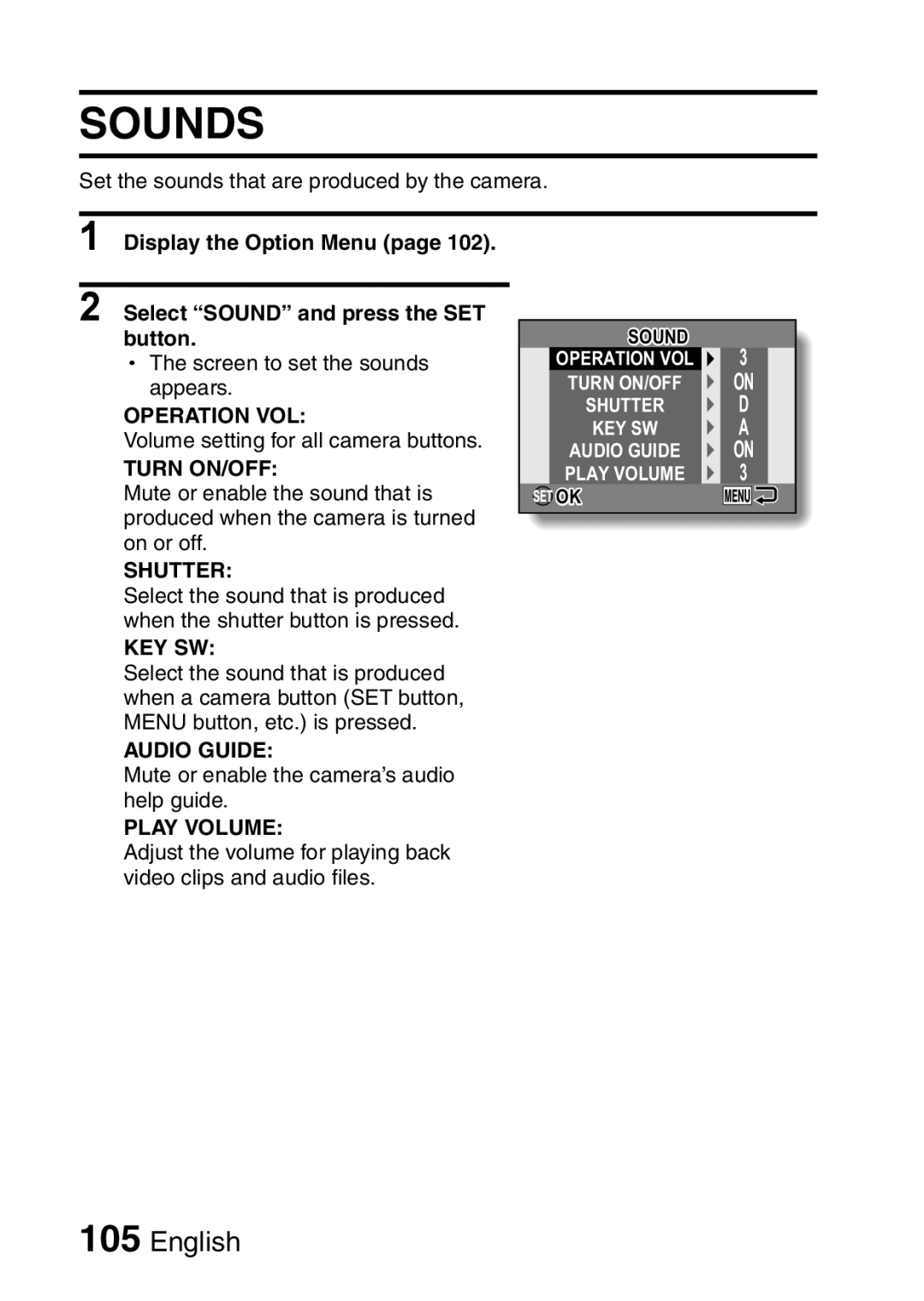 Sanyo VPC-E10GX, VPC-E10EX instruction manual Sounds 