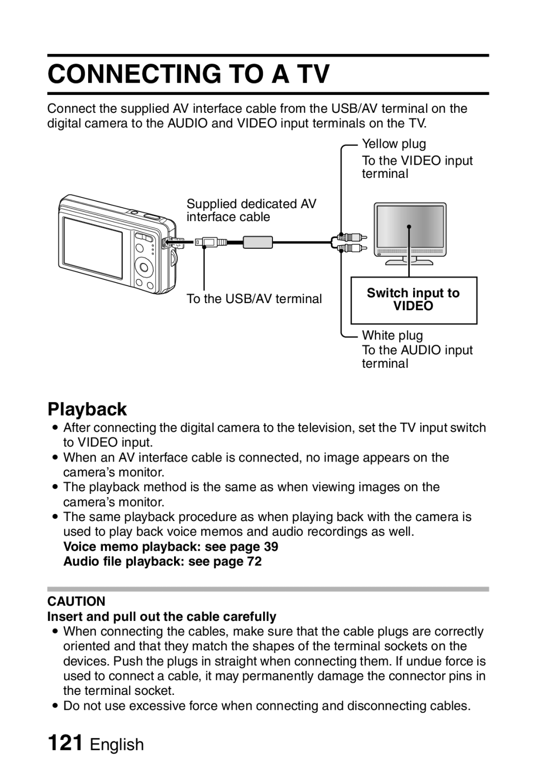 Sanyo VPC-E10EX, VPC-E10GX instruction manual Connecting to a TV, Playback, Switch input to, Video 