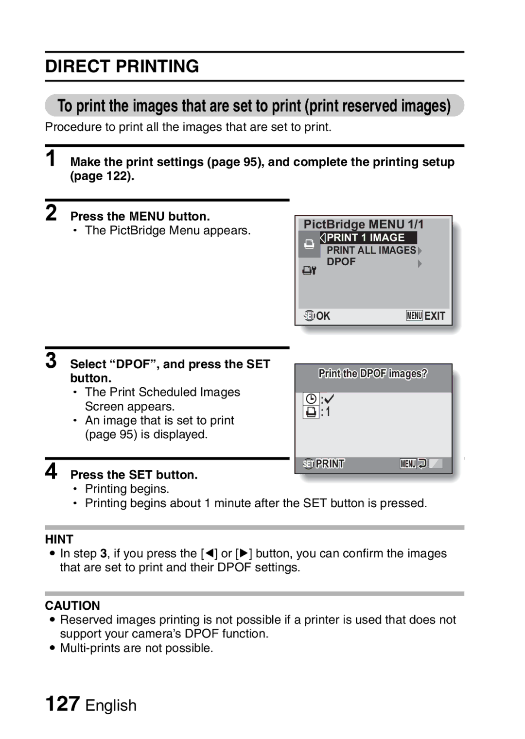 Sanyo VPC-E10EX, VPC-E10GX instruction manual Select DPOF, and press the SET, Button 