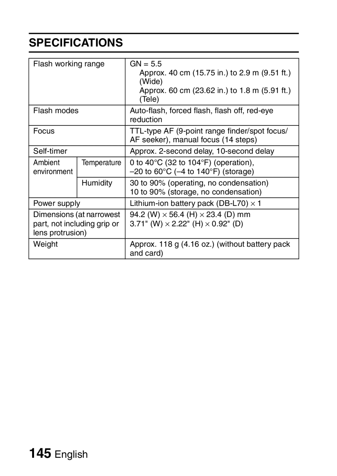 Sanyo VPC-E10EX, VPC-E10GX instruction manual To 40C 32 to 104F operation 