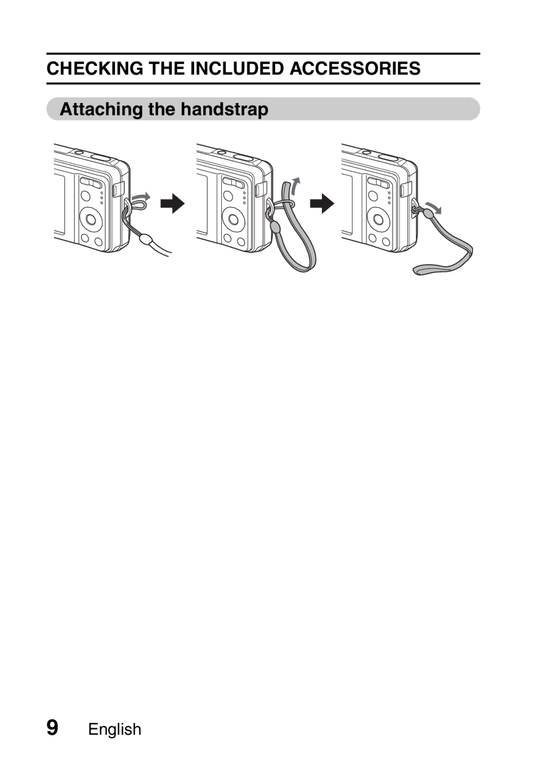 Sanyo VPC-E10GX, VPC-E10EX instruction manual Checking the Included Accessories, Attaching the handstrap 