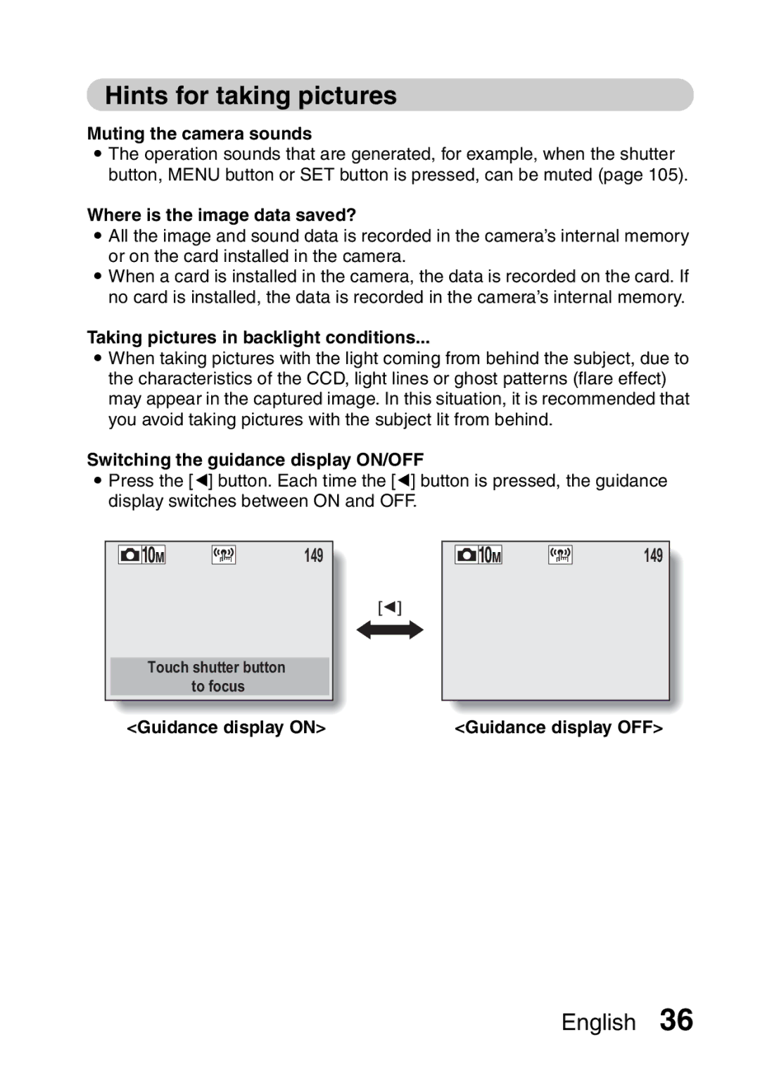 Sanyo VPC-E10GX, VPC-E10EX instruction manual Hints for taking pictures 