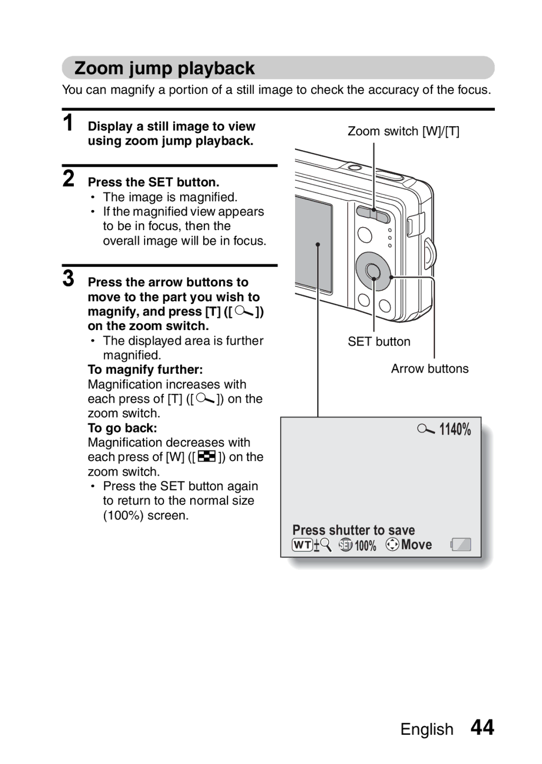 Sanyo VPC-E10EX, VPC-E10GX instruction manual Zoom jump playback 