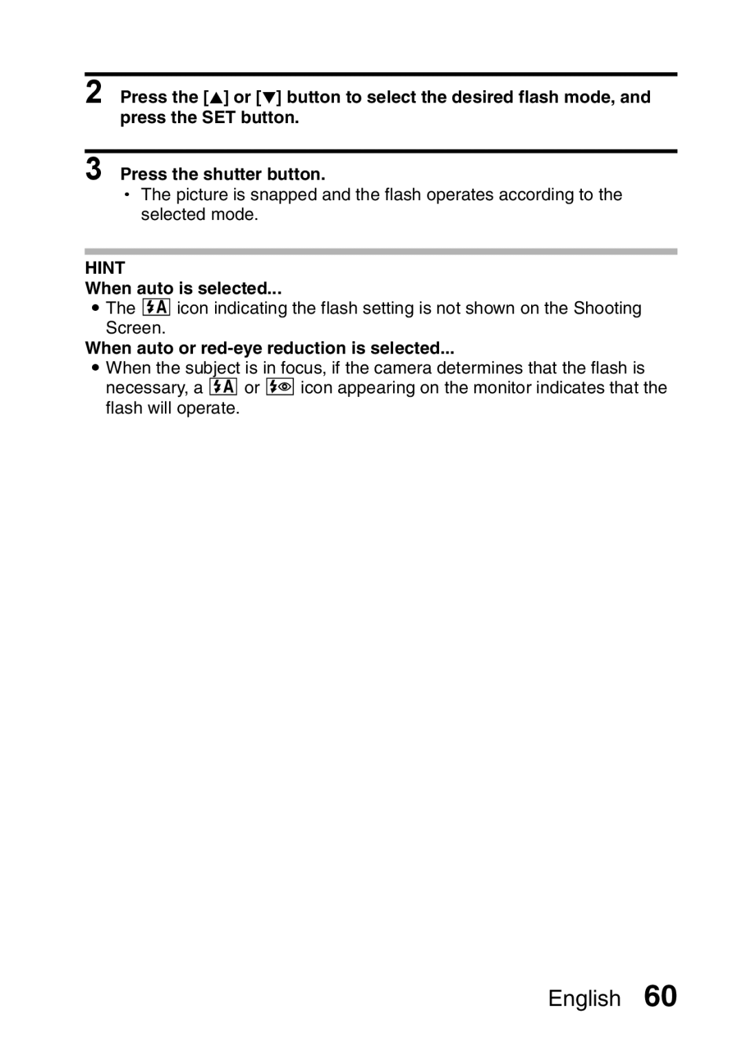 Sanyo VPC-E10GX, VPC-E10EX instruction manual When auto is selected, When auto or red-eye reduction is selected 