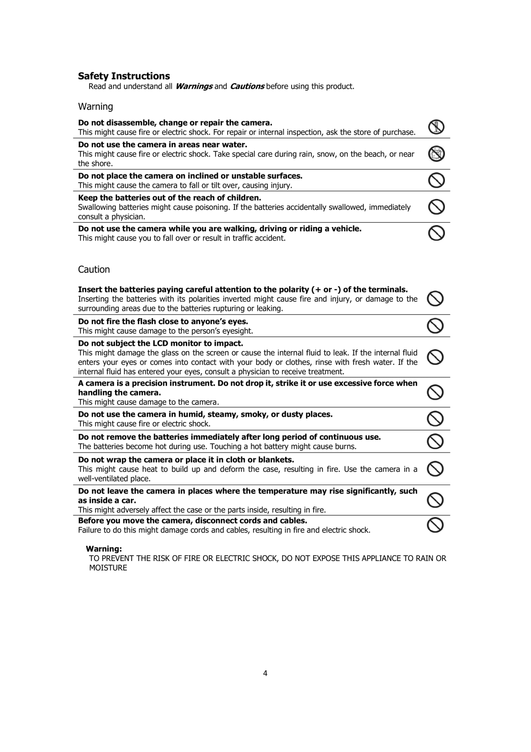 Sanyo VPC-E1414 instruction manual Safety Instructions 