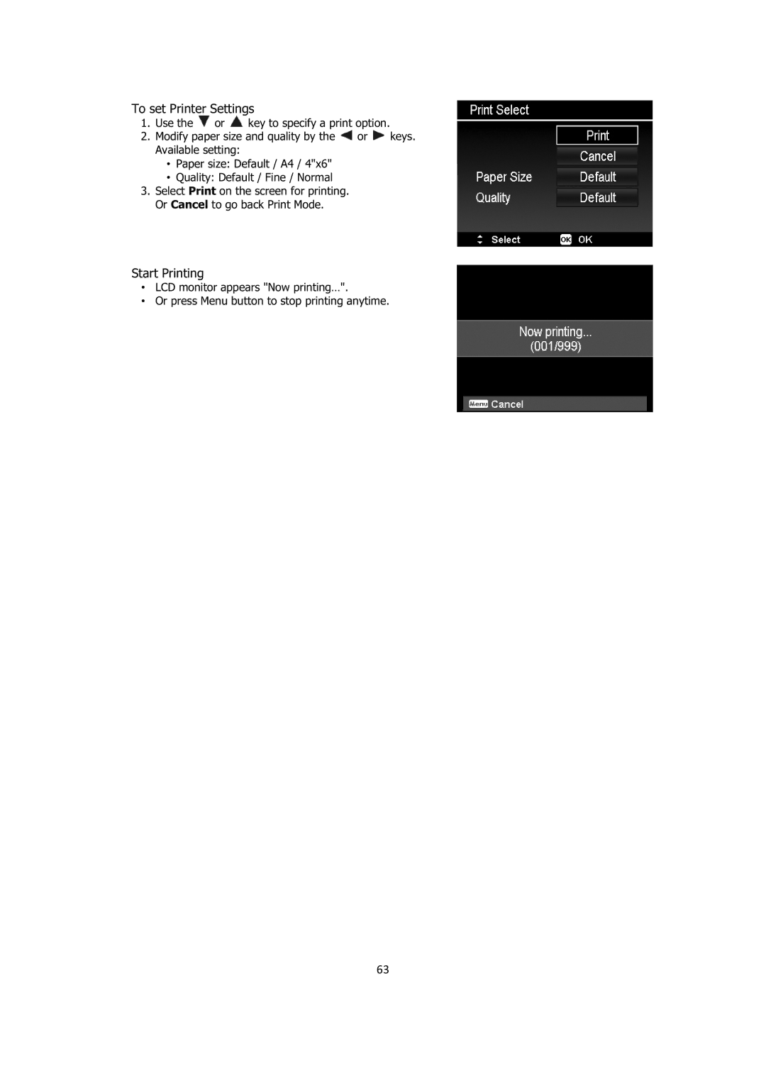 Sanyo VPC-E1414 instruction manual To set Printer Settings, Start Printing 