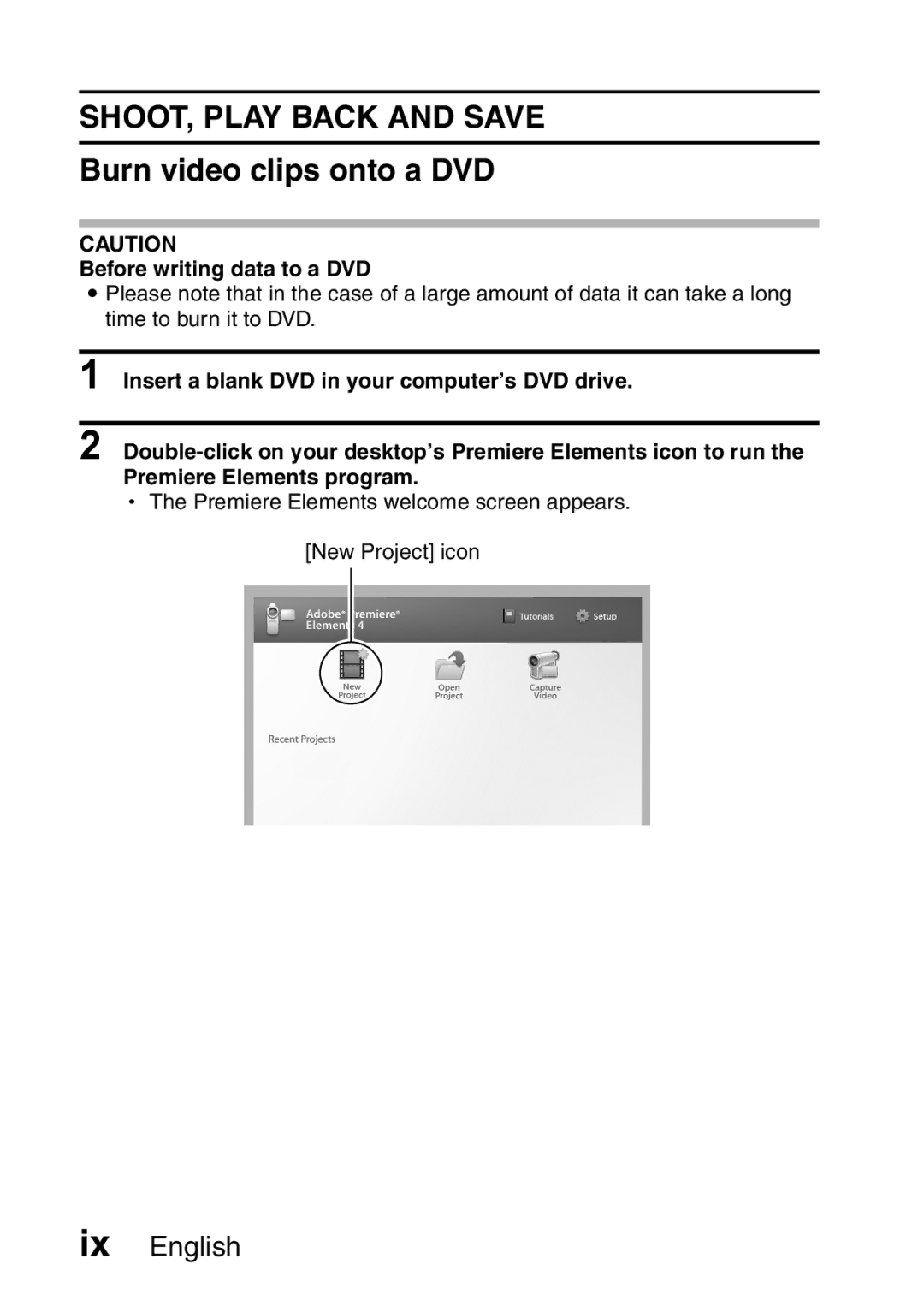 Sanyo VPC-E2 instruction manual Burn video clips onto a DVD, Before writing data to a DVD 