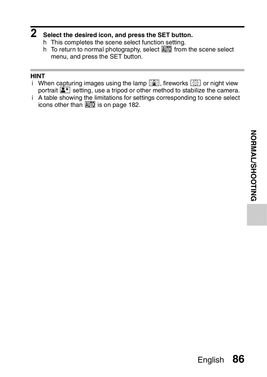 Sanyo VPC-E2 instruction manual Select the desired icon, and press the SET button 