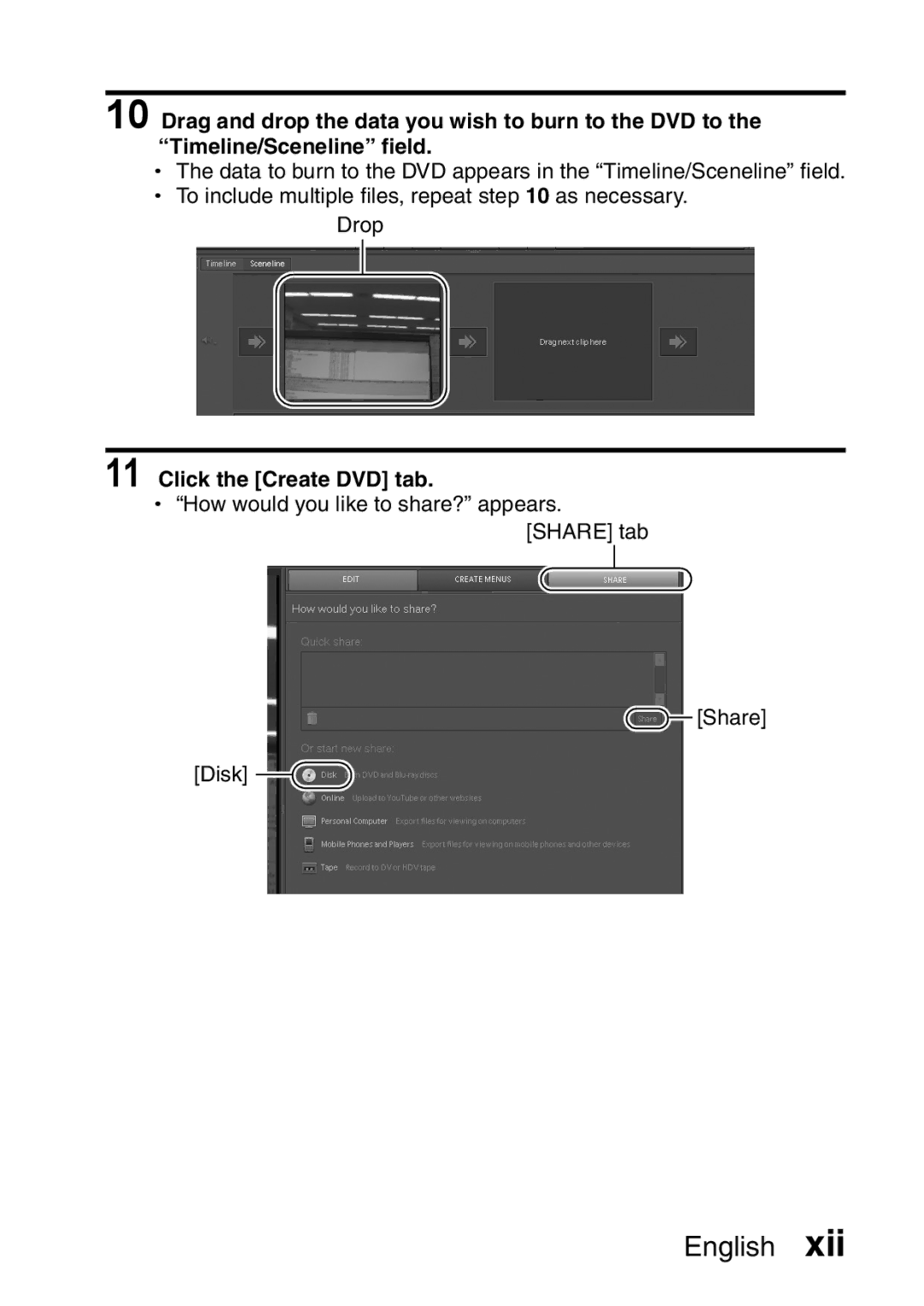 Sanyo VPC-E2 instruction manual Click the Create DVD tab 