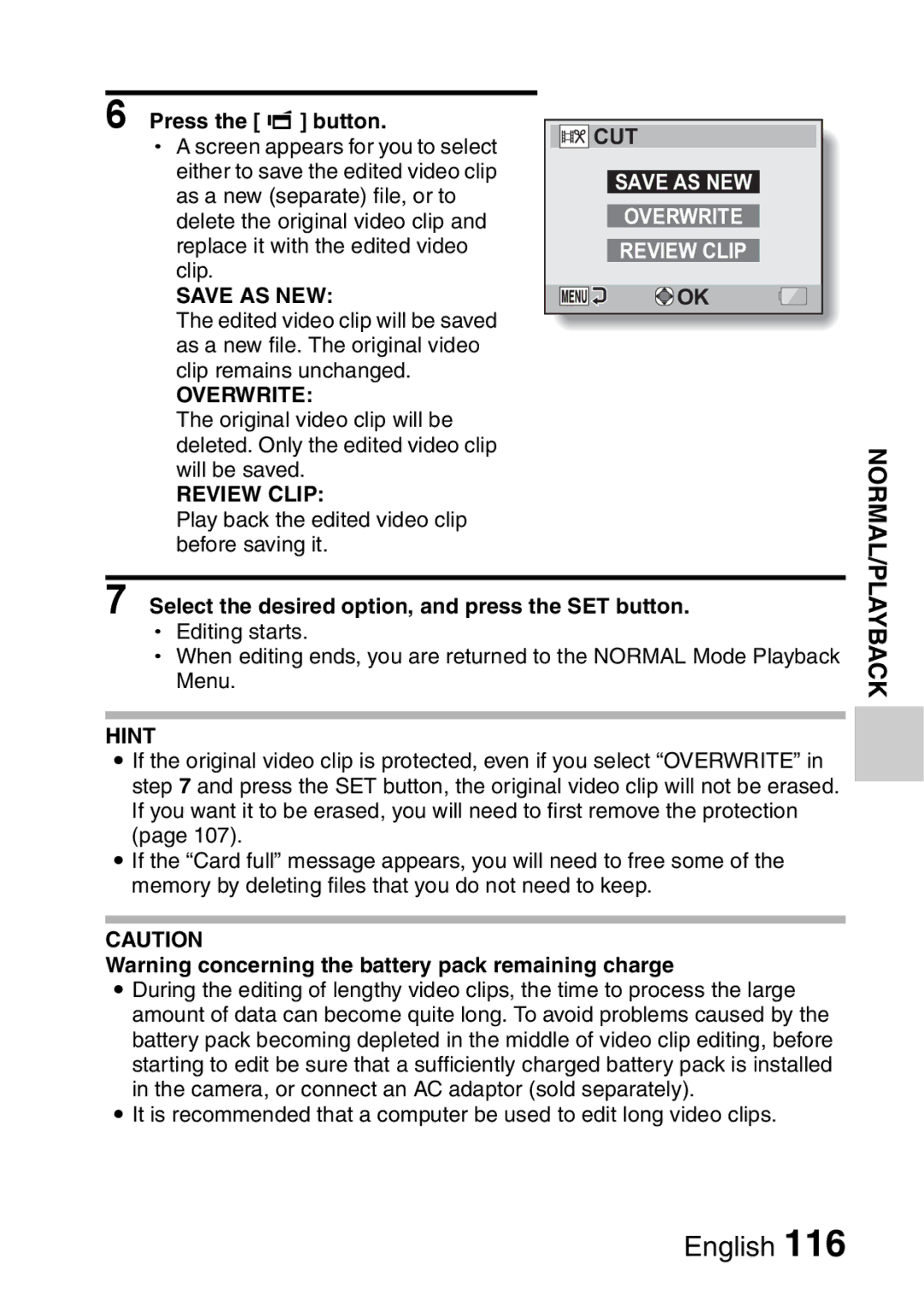 Sanyo VPC-E2 instruction manual Press the R button, Select the desired option, and press the SET button 