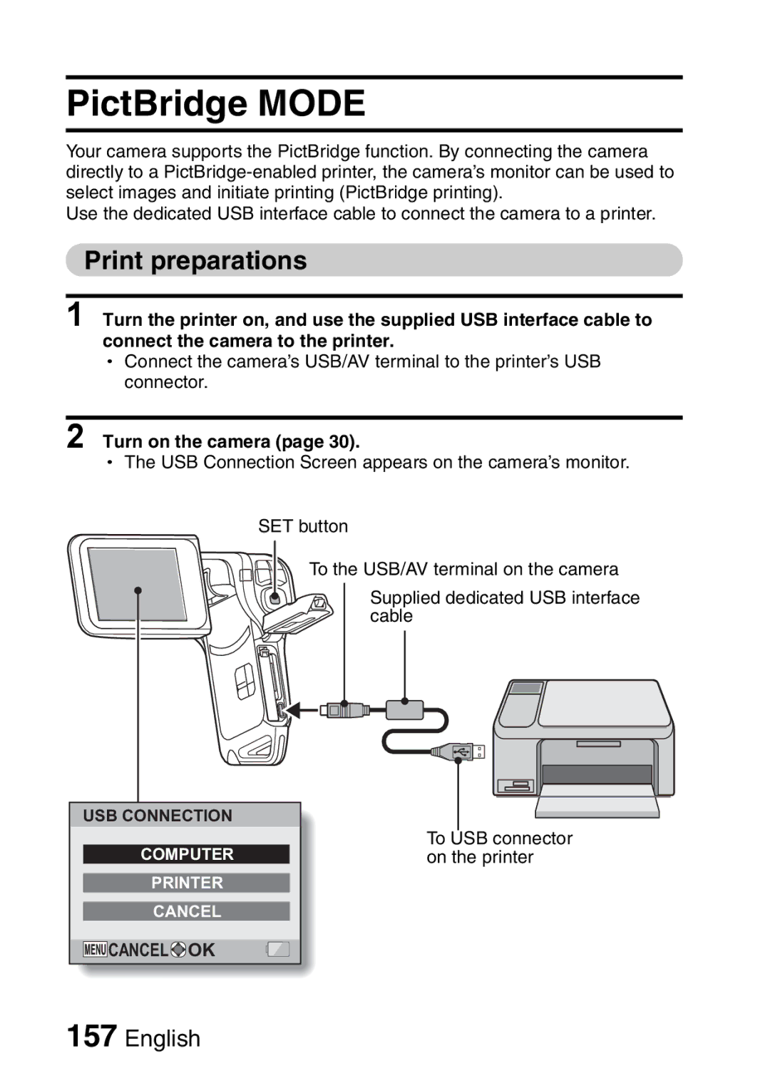 Sanyo VPC-E2 instruction manual PictBridge Mode, Print preparations 