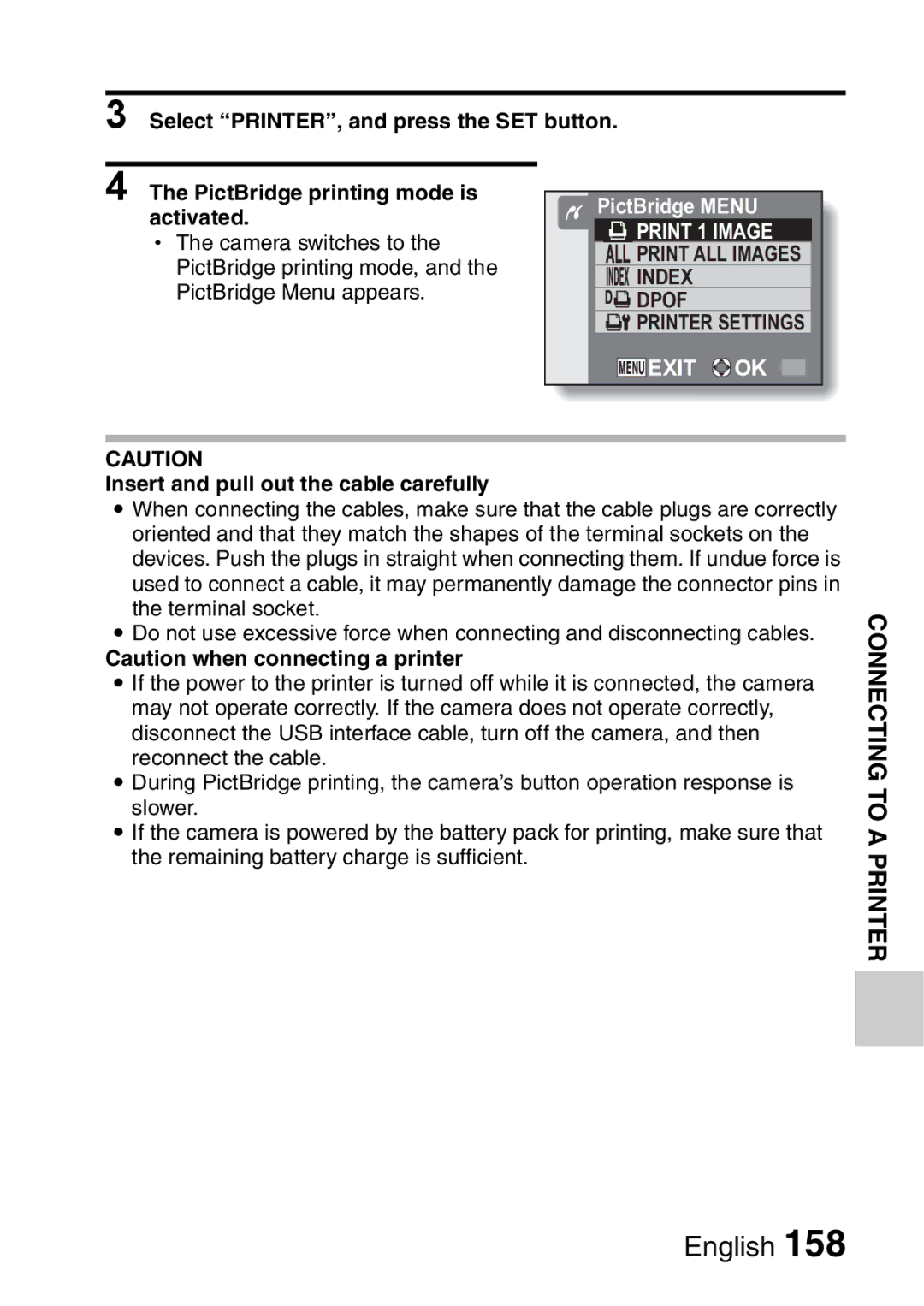 Sanyo VPC-E2 instruction manual Connecting to a Printer 