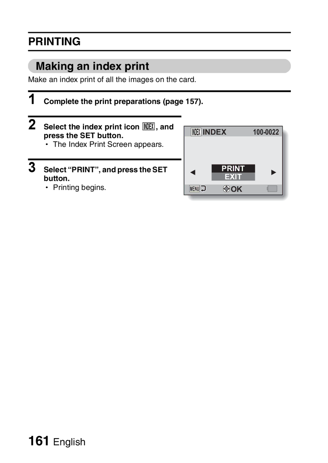 Sanyo VPC-E2 instruction manual Printing, Making an index print 