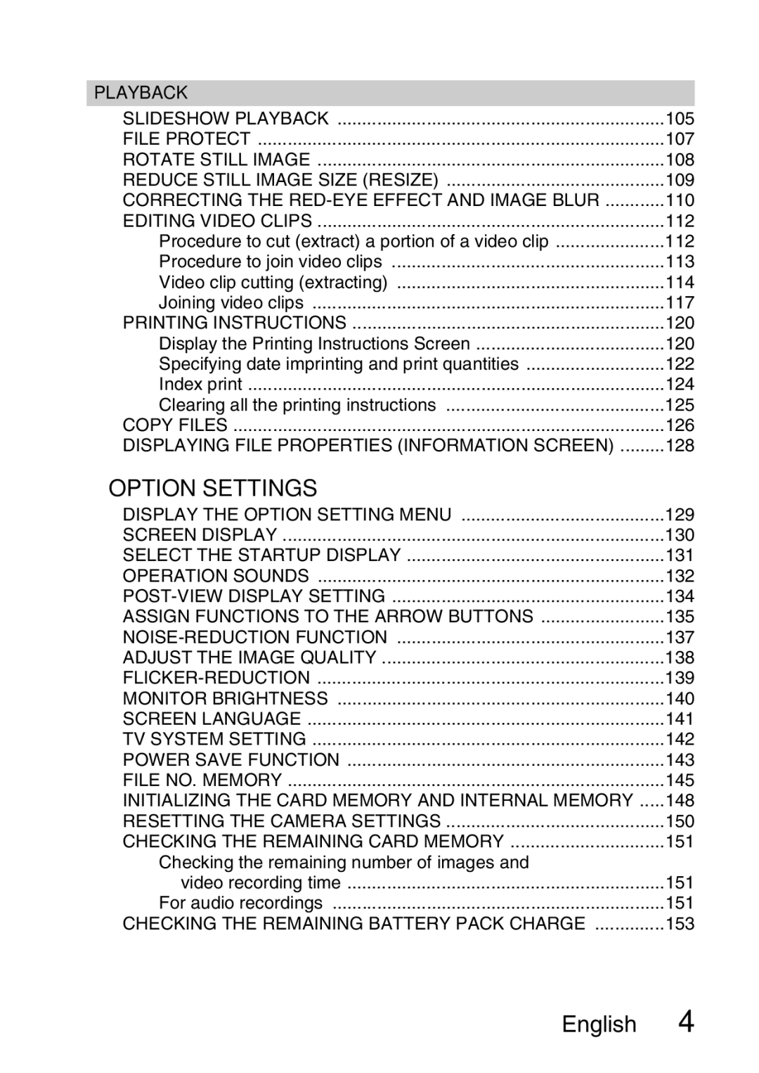 Sanyo VPC-E2 instruction manual „ Option Settings 