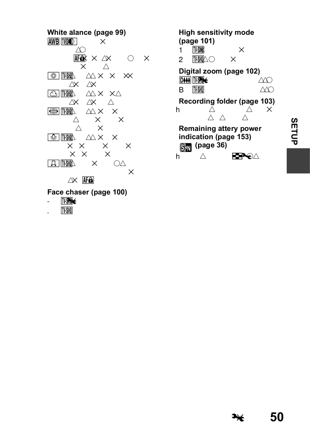 Sanyo VPC-E2 instruction manual White balance, Face chaser, High sensitivity mode, Digital zoom 