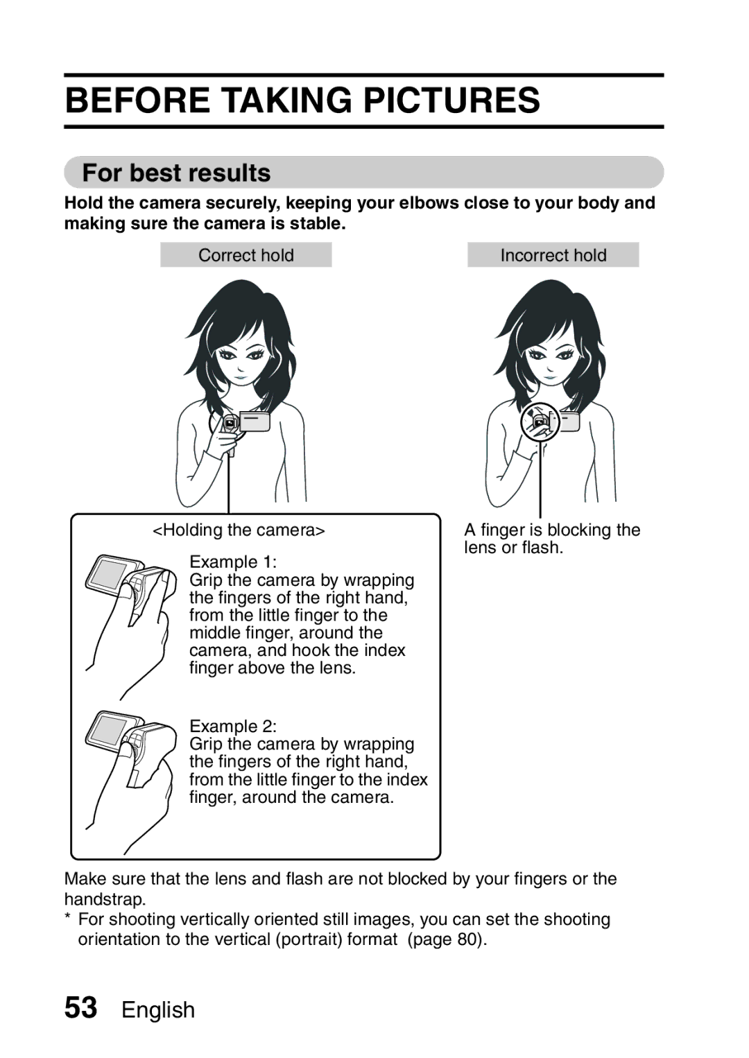 Sanyo VPC-E2 instruction manual Before Taking Pictures, For best results 