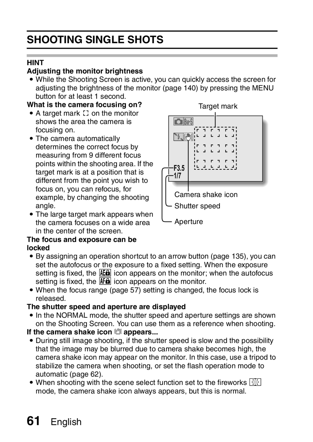 Sanyo VPC-E2 instruction manual Shooting Single Shots 