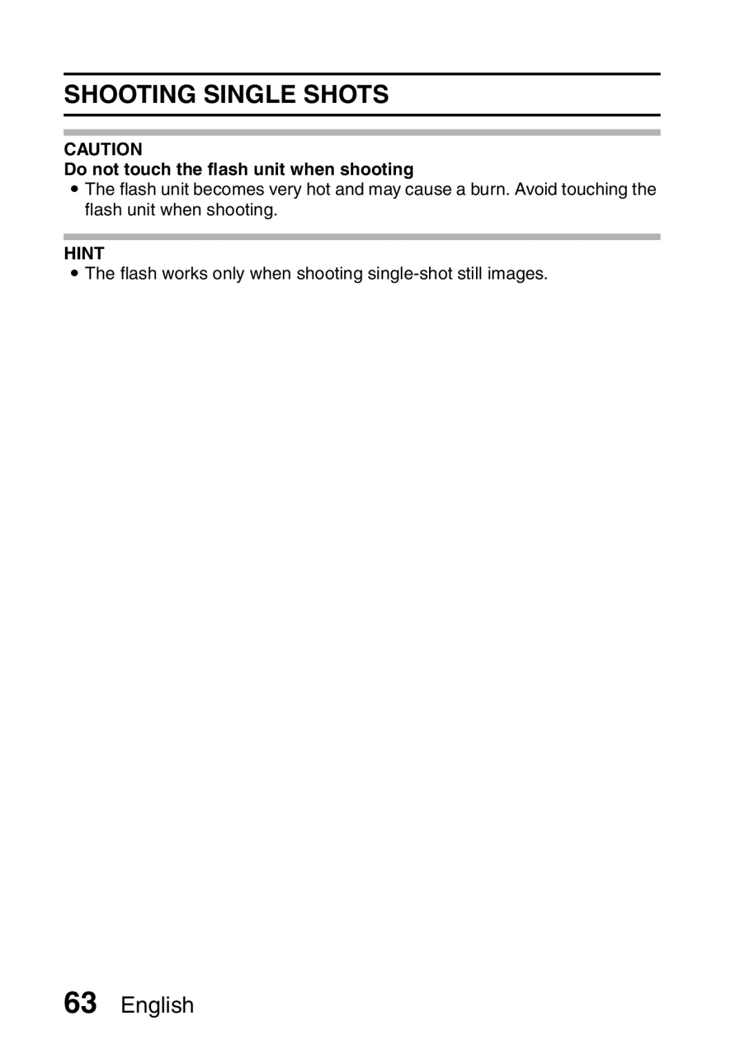 Sanyo VPC-E2 instruction manual Do not touch the flash unit when shooting 