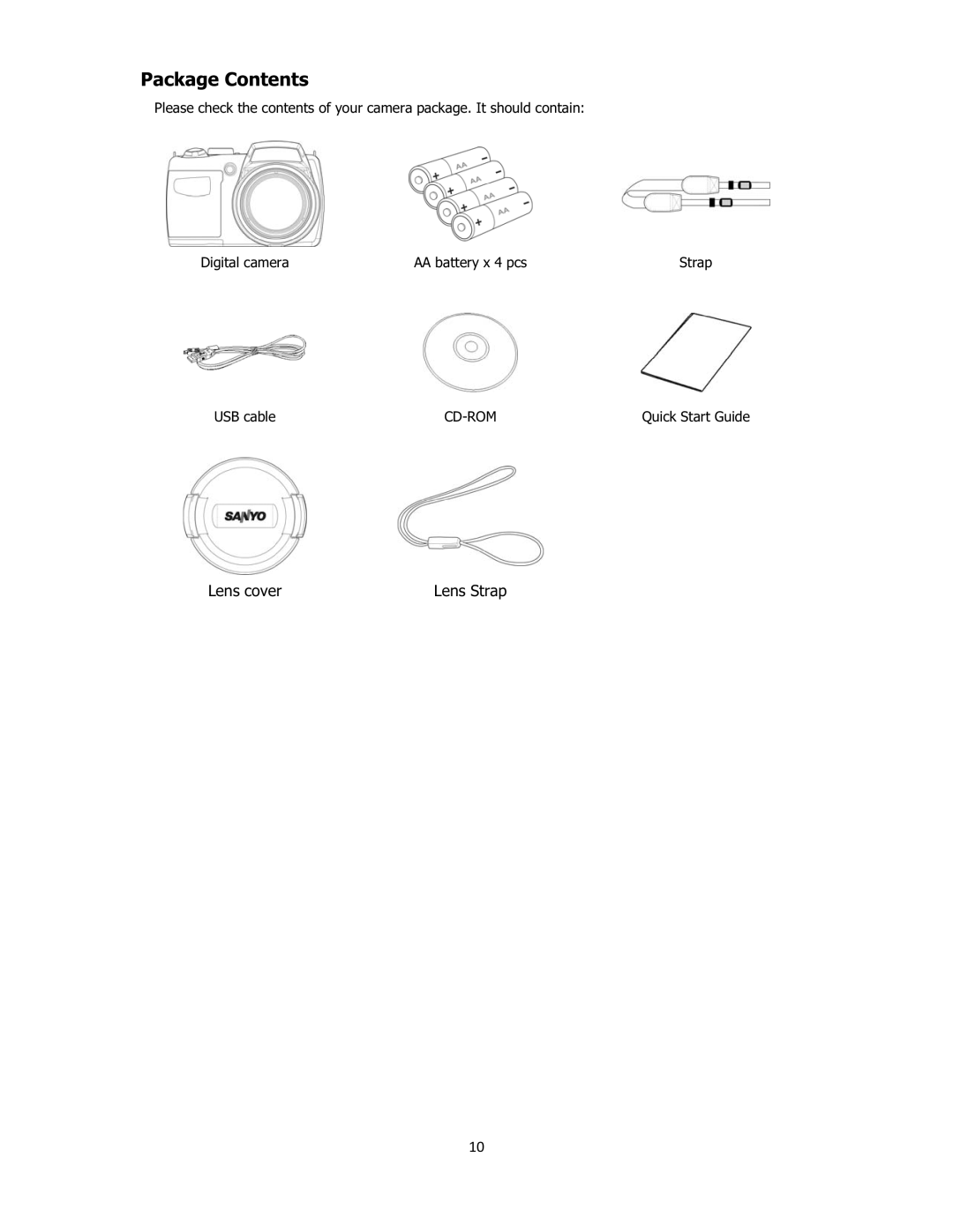 Sanyo VPC-E2100 instruction manual Package Contents 