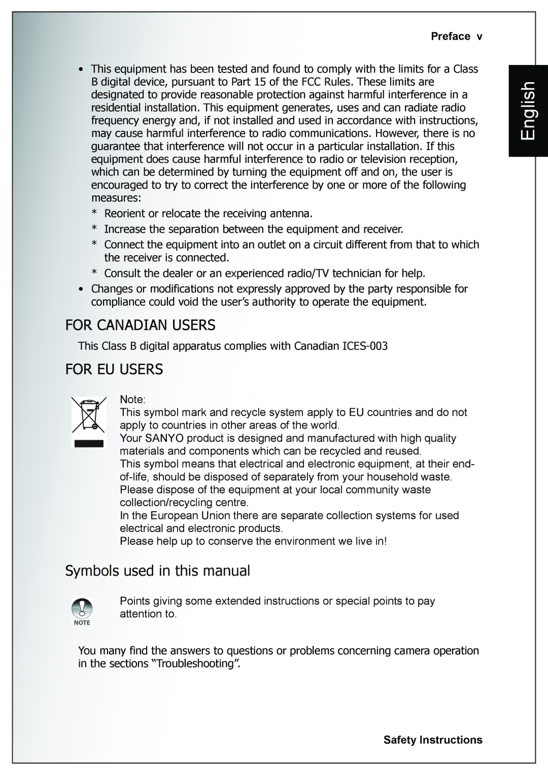 Sanyo VPC-E760 user manual For EU Users, Symbols used in this manual 