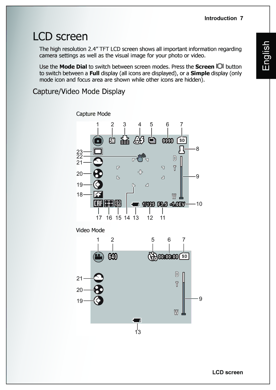 Sanyo VPC-E760 user manual LCD screen, Capture/Video Mode Display 