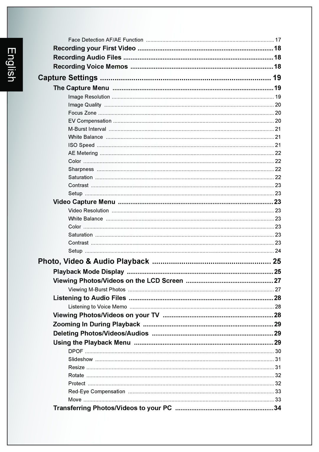 Sanyo VPC-E760 user manual Video Capture Menu, Listening to Audio Files, Transferring Photos/Videos to your PC 