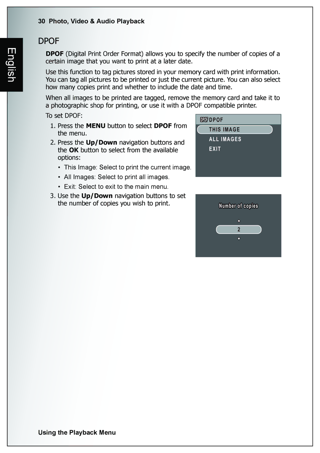 Sanyo VPC-E760 user manual Dpof 