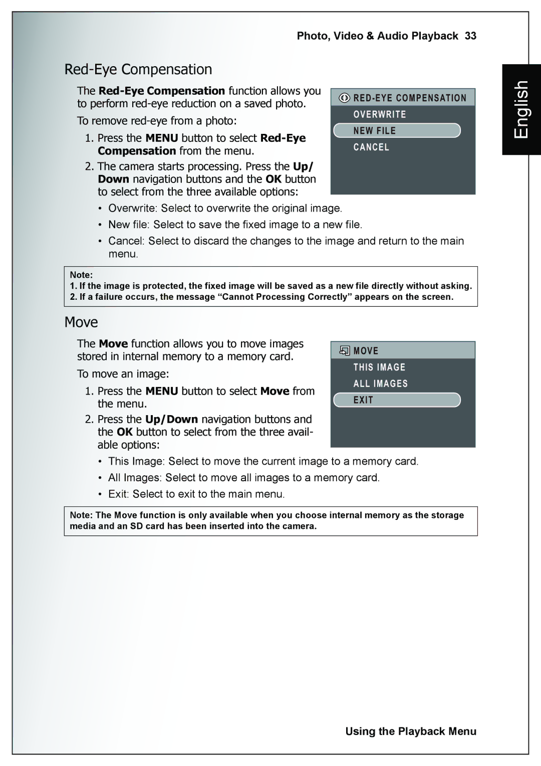 Sanyo VPC-E760 user manual Red-Eye Compensation, Move 