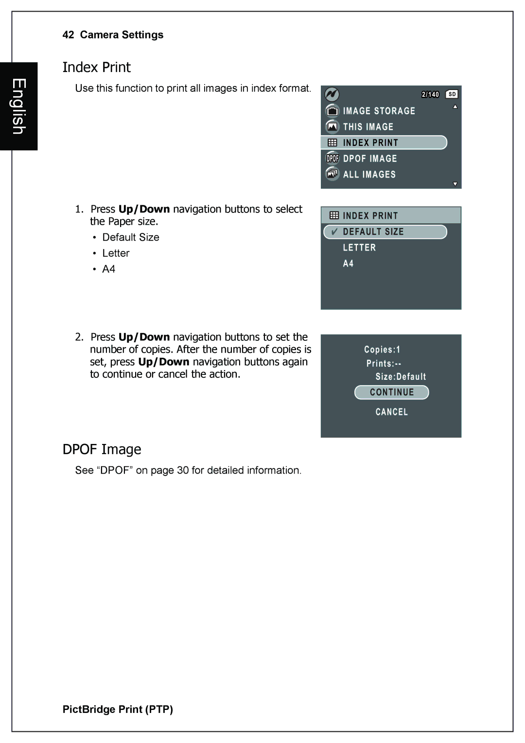 Sanyo VPC-E760 user manual Index Print, Dpof Image 