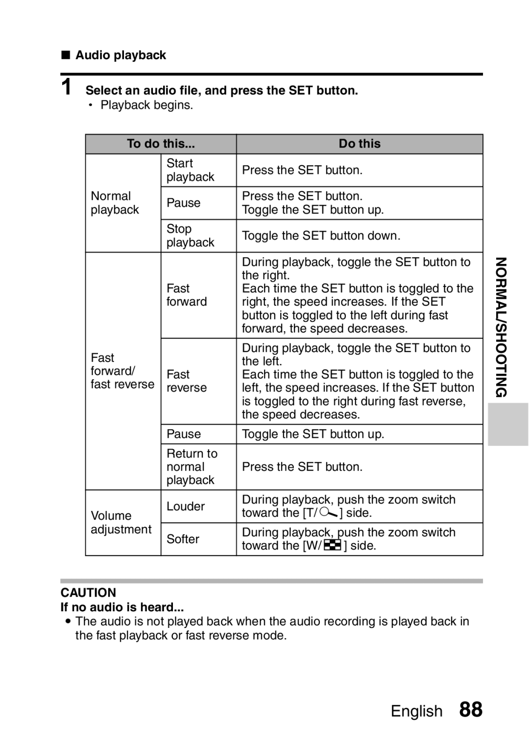 Sanyo VPC-FH1EX, VPC-FH1GX instruction manual Left, the speed increases. If the SET button 