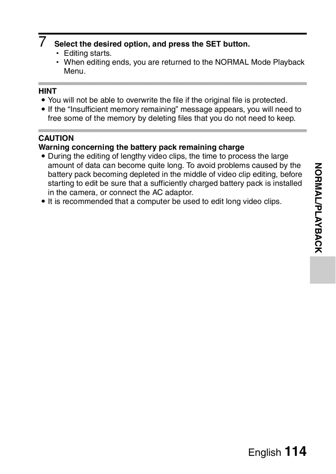 Sanyo VPC-FH1EX, VPC-FH1GX instruction manual Select the desired option, and press the SET button 