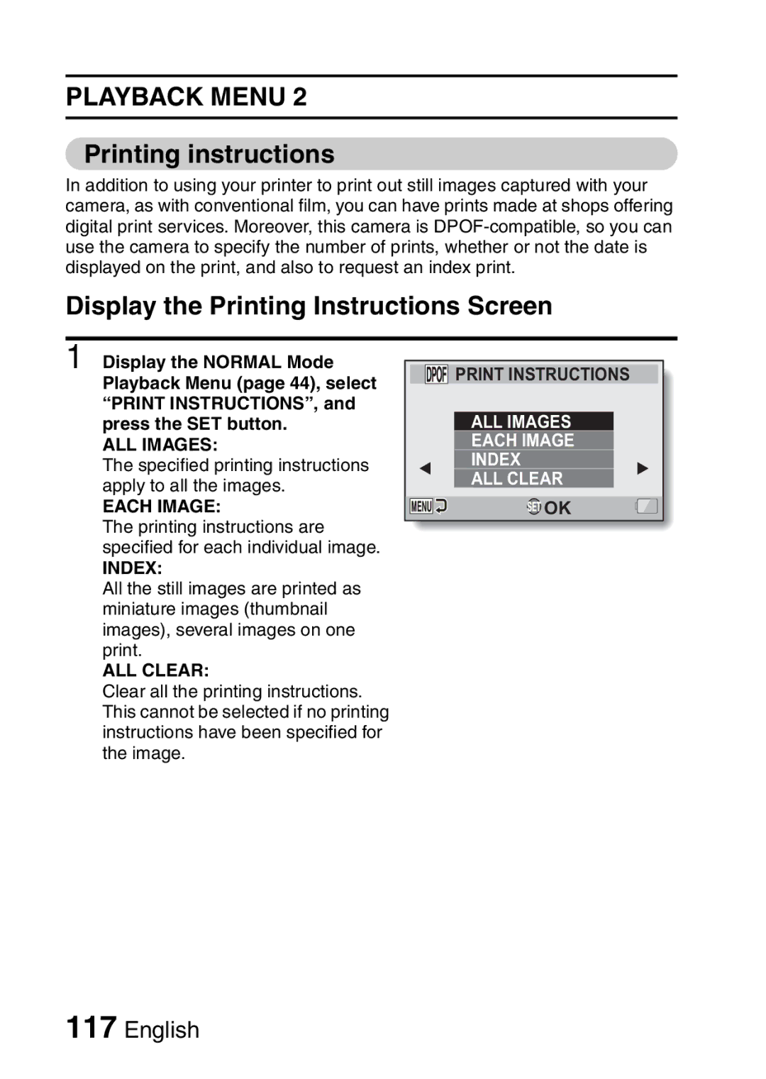 Sanyo VPC-FH1EX, VPC-FH1GX instruction manual Printing instructions, Display the Printing Instructions Screen 