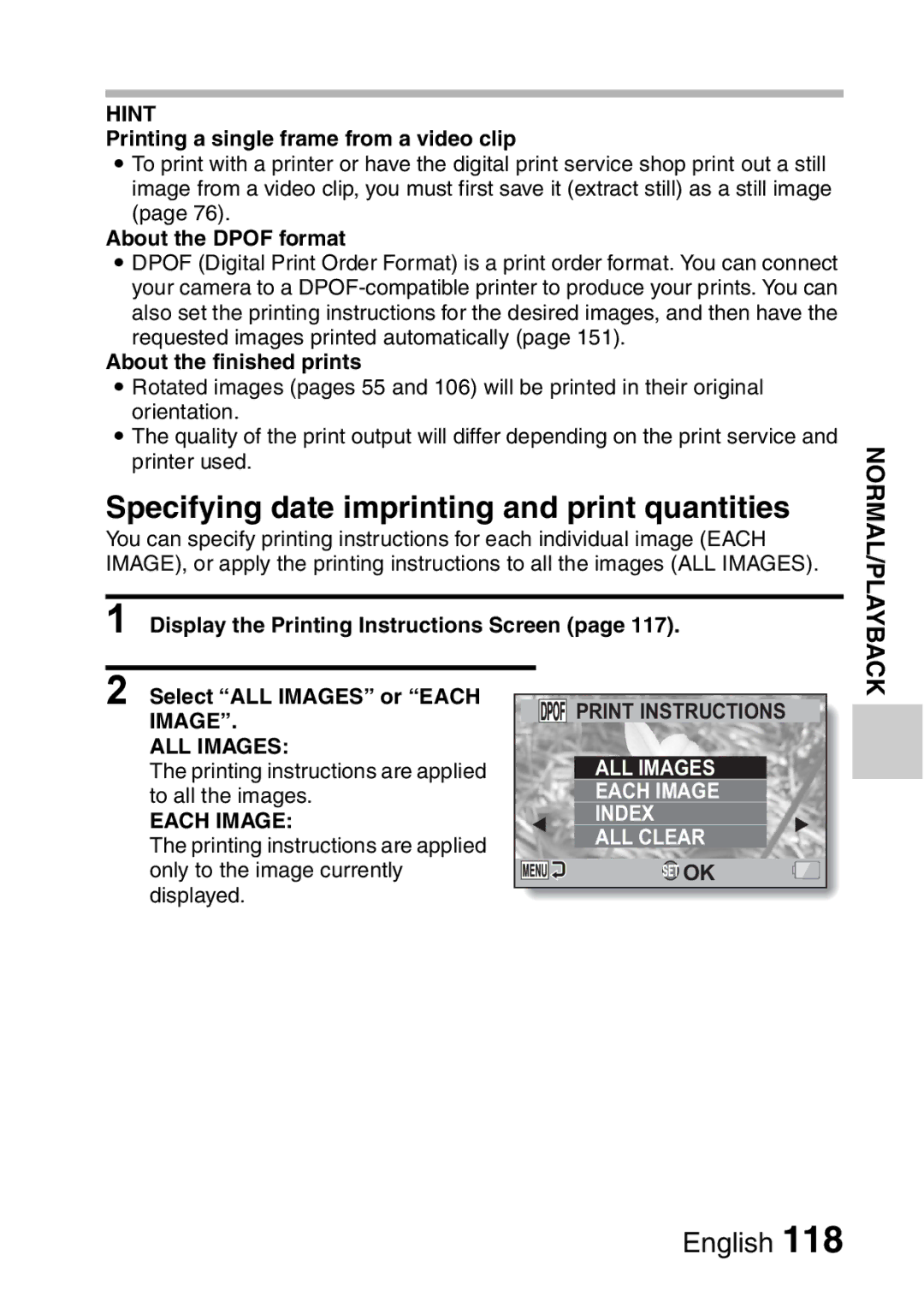 Sanyo VPC-FH1EX, VPC-FH1GX instruction manual Specifying date imprinting and print quantities 