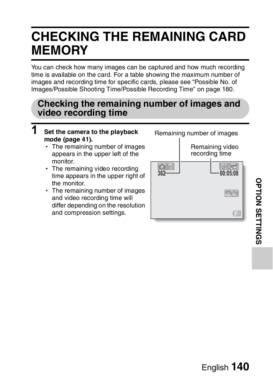 Sanyo VPC-FH1GX, VPC-FH1EX instruction manual Checking the Remaining Card Memory, Set the camera to the playback mode 