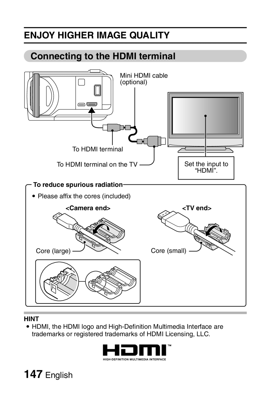 Sanyo VPC-FH1EX, VPC-FH1GX instruction manual Enjoy Higher Image Quality, Connecting to the Hdmi terminal 