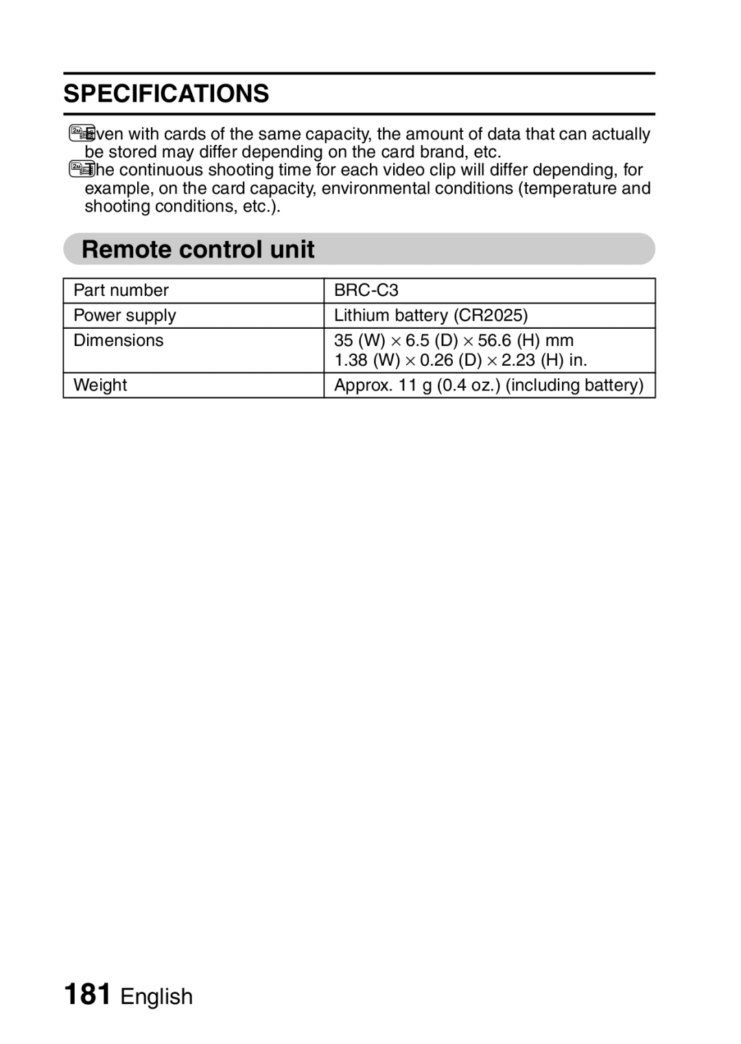 Sanyo VPC-FH1EX, VPC-FH1GX instruction manual BRC-C3 