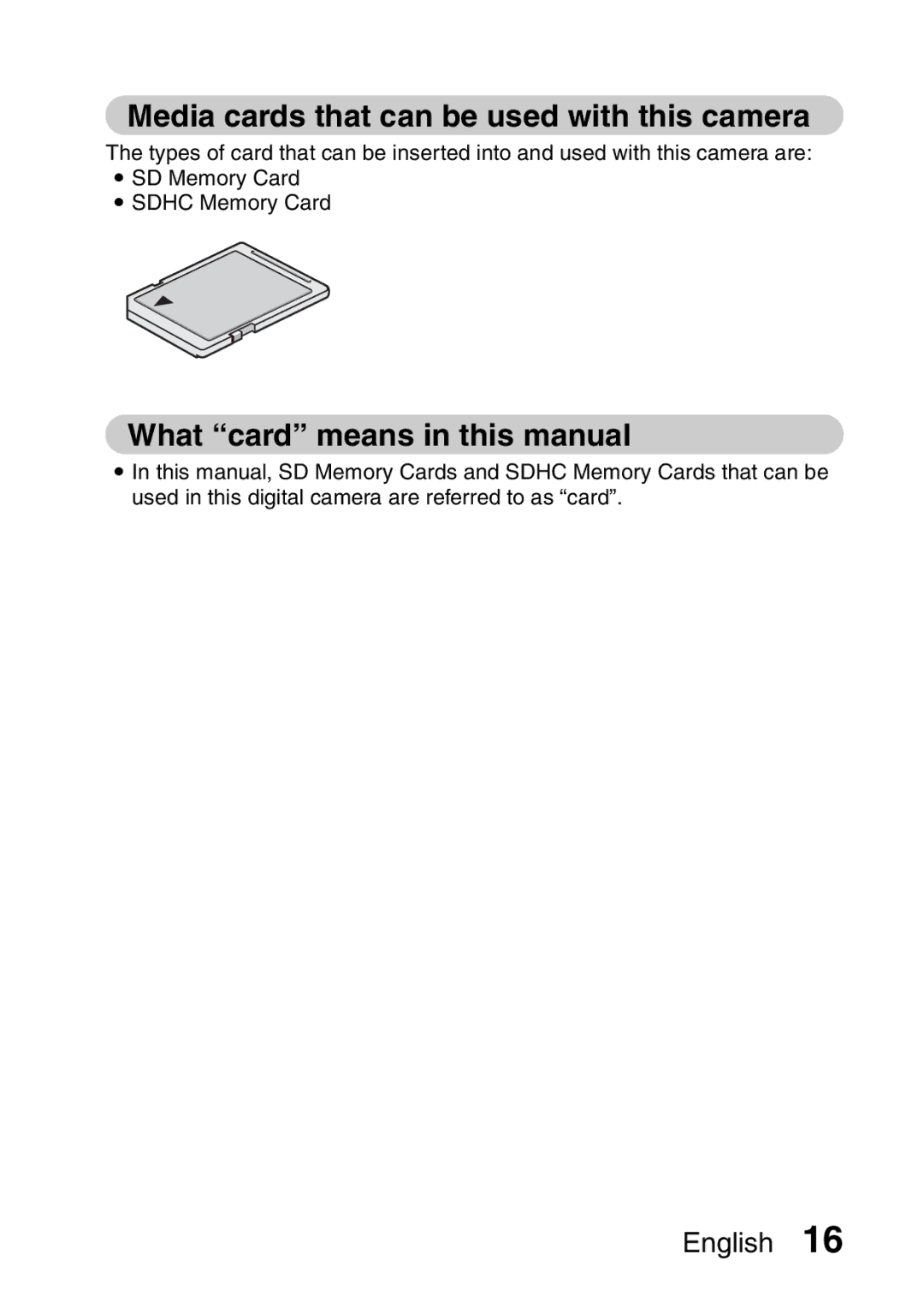 Sanyo VPC-FH1EX, VPC-FH1GX instruction manual Media cards that can be used with this camera, What card means in this manual 