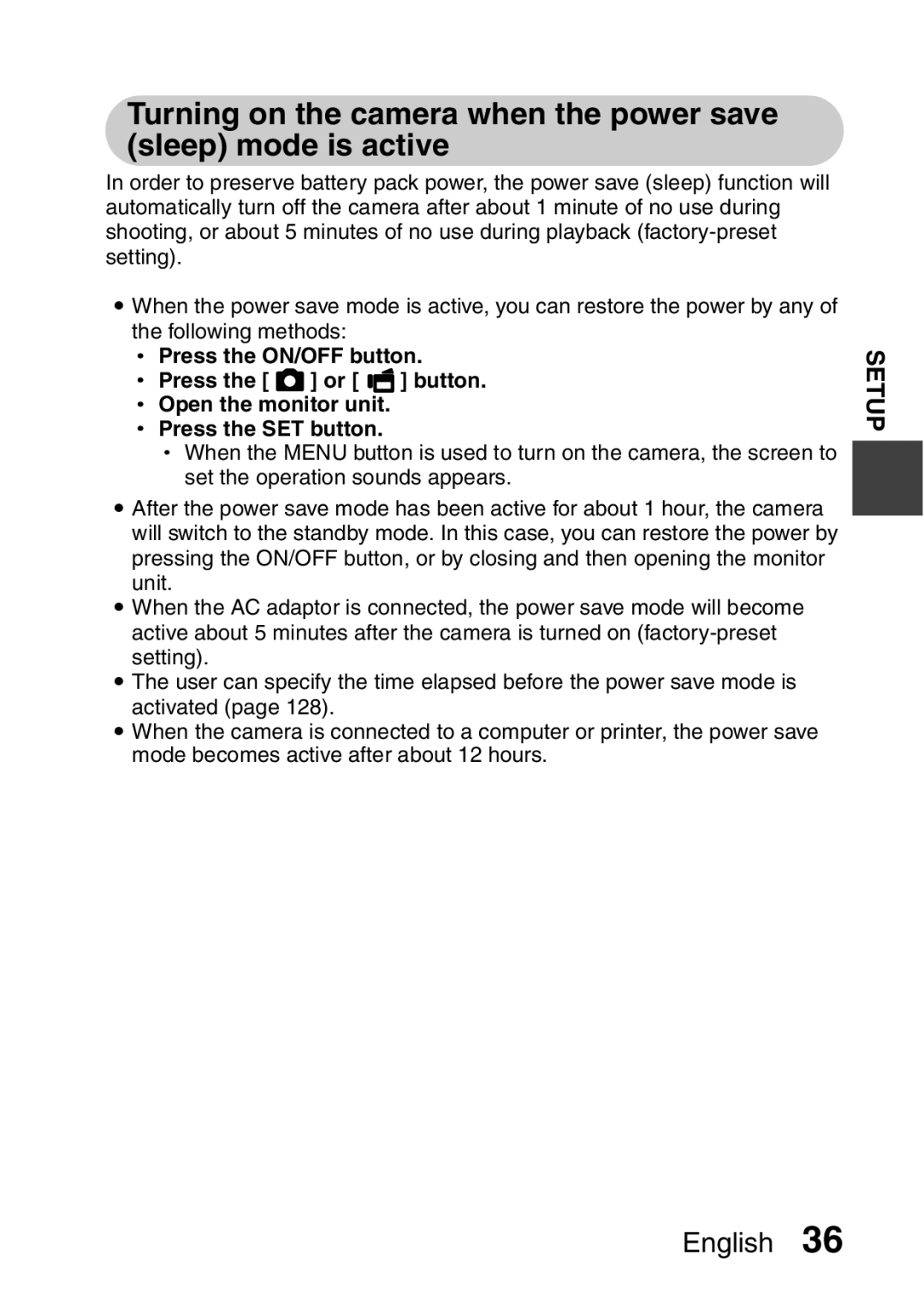 Sanyo VPC-FH1EX, VPC-FH1GX instruction manual Press the ON/OFF button, Open the monitor unit. h Press the SET button 