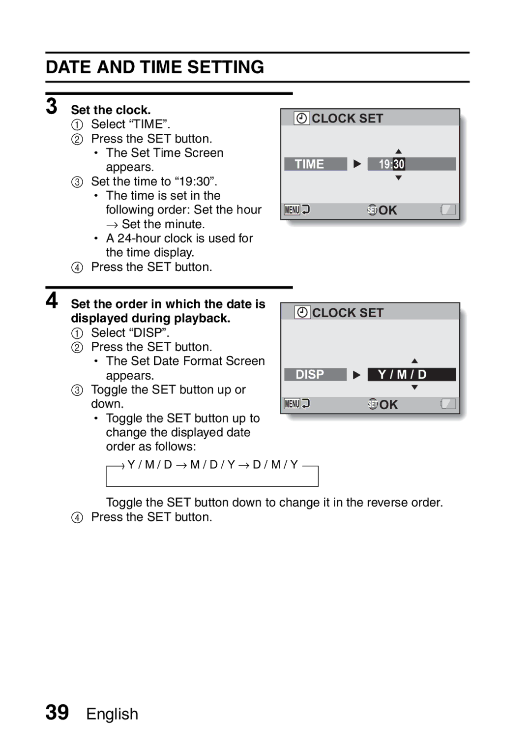 Sanyo VPC-FH1EX, VPC-FH1GX instruction manual Date and Time Setting, Set the clock 