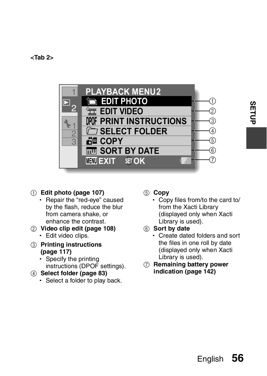 Sanyo VPC-FH1GX, VPC-FH1EX instruction manual Edit photo, Select folder, Copy, Sort by date 