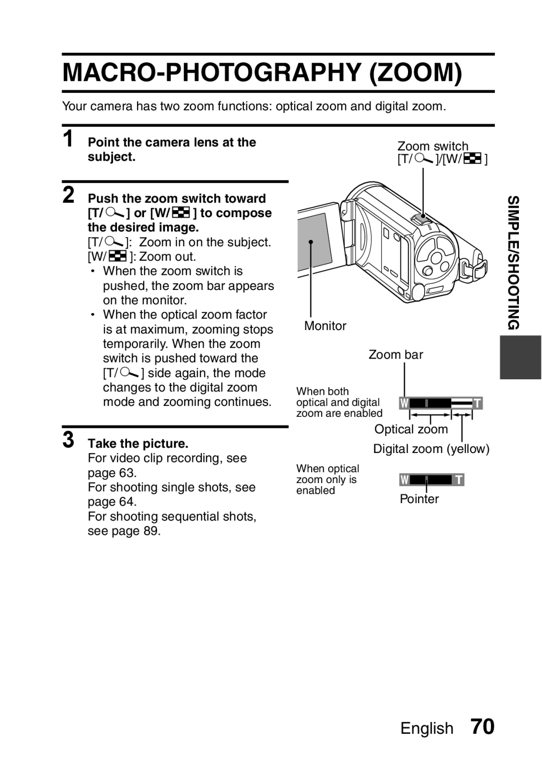 Sanyo VPC-FH1EX, VPC-FH1GX instruction manual MACRO-PHOTOGRAPHY Zoom, Take the picture 