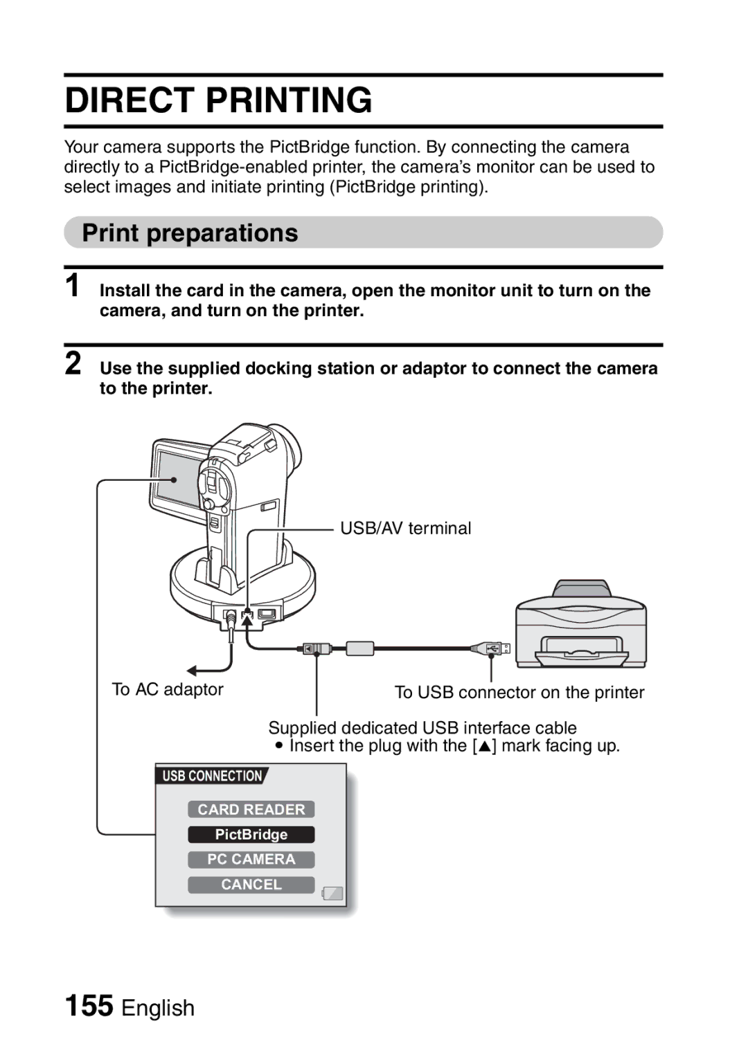 Sanyo VPC-HD1A instruction manual Direct Printing, Print preparations 