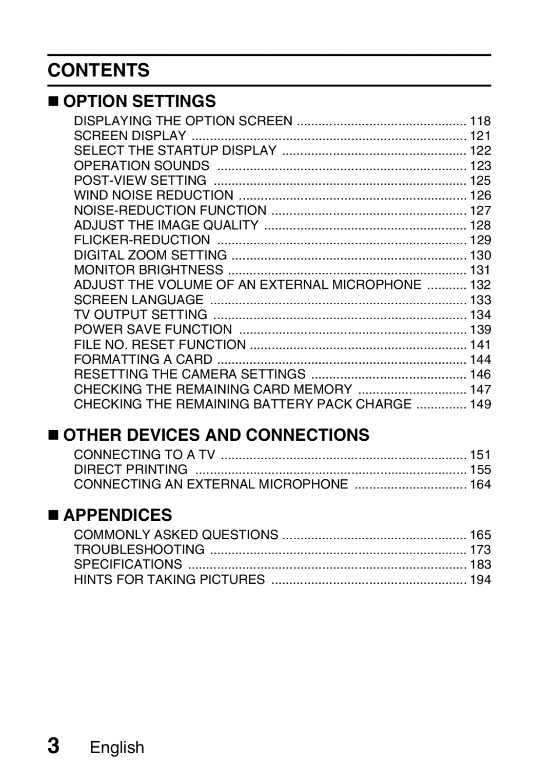 Sanyo VPC-HD1A instruction manual Contents 