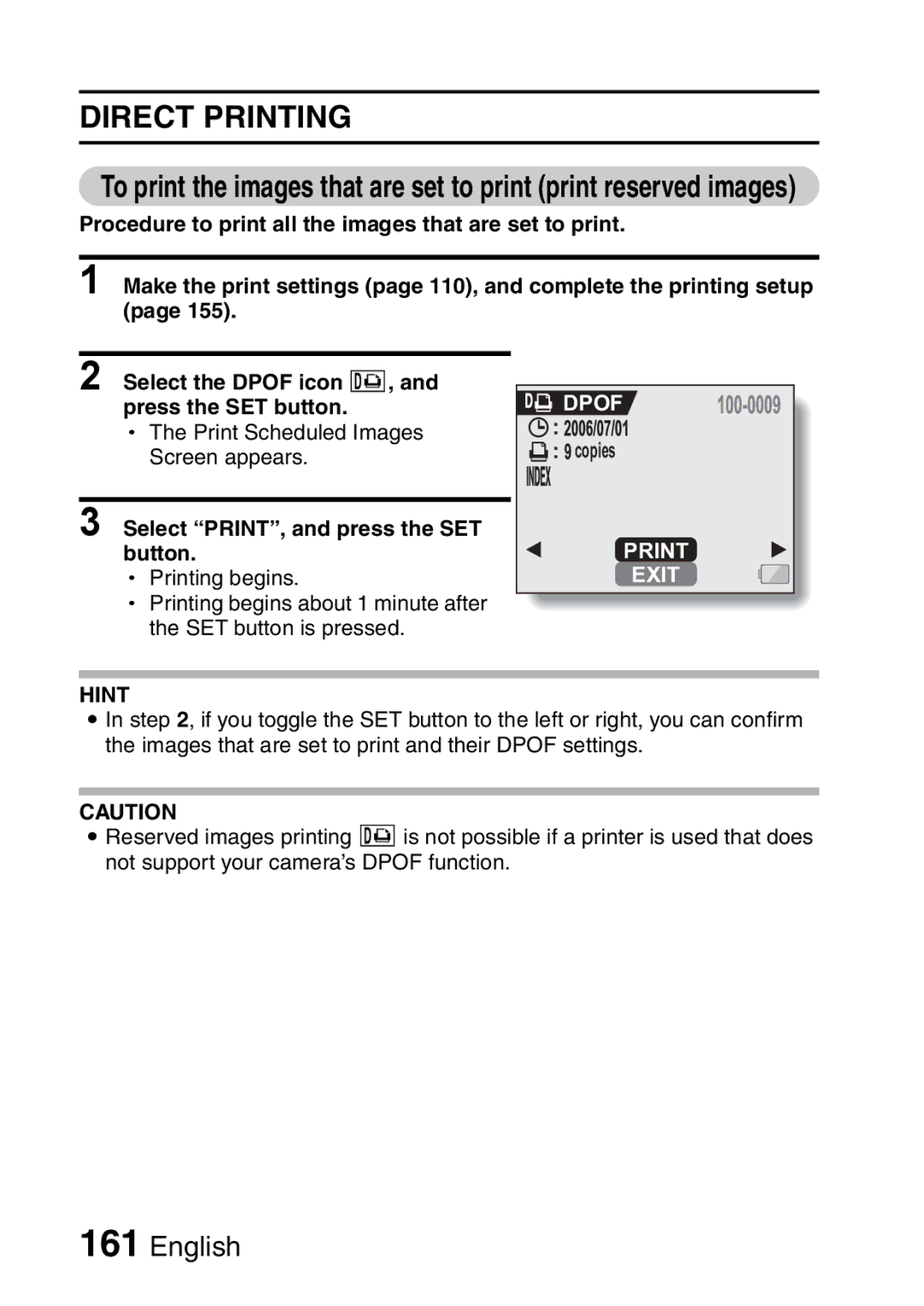 Sanyo VPC-HD1A instruction manual Dpof 