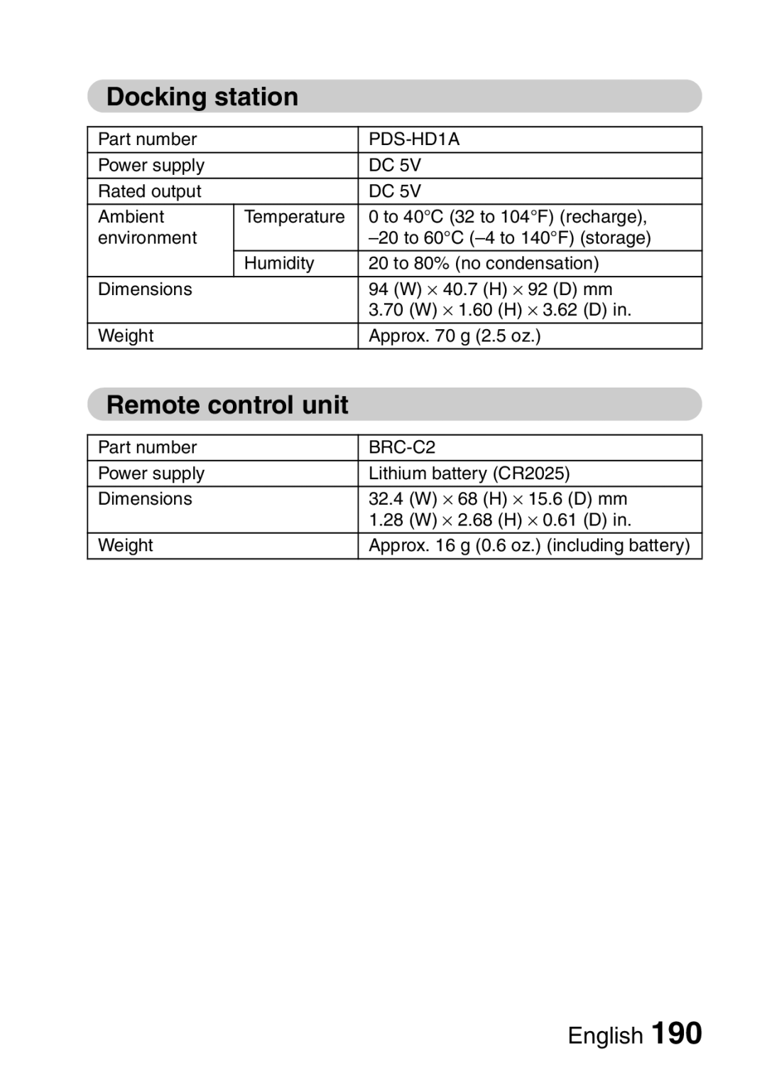 Sanyo VPC-HD1A instruction manual Docking station, PDS-HD1A 