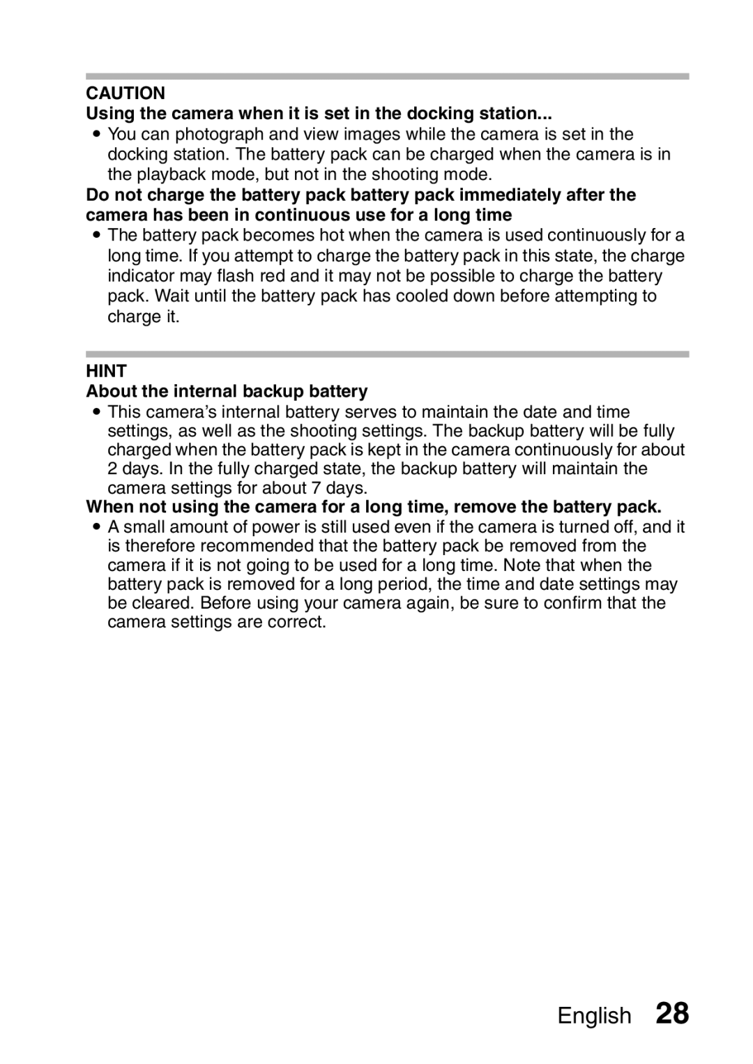 Sanyo VPC-HD1A instruction manual Using the camera when it is set in the docking station, About the internal backup battery 