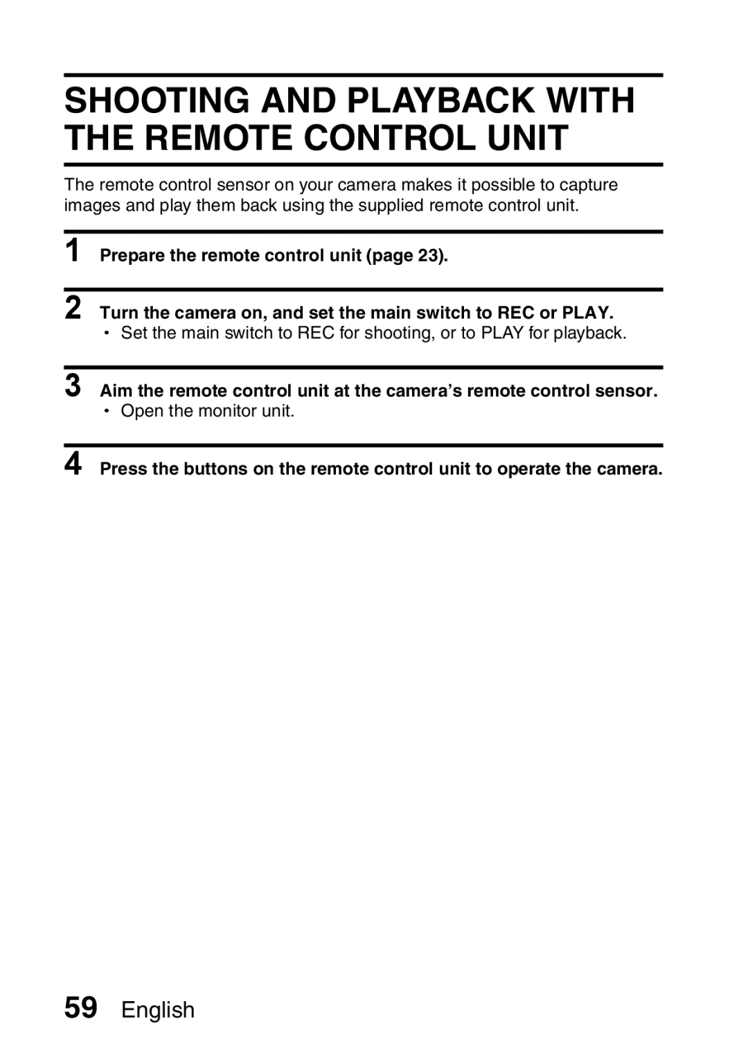 Sanyo VPC-HD1A instruction manual Shooting and Playback with the Remote Control Unit 