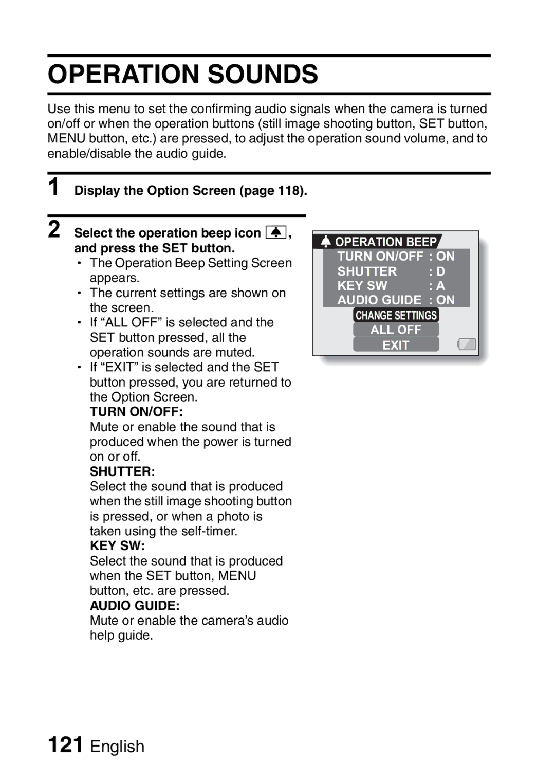 Sanyo VPC-HD1EX instruction manual Operation Sounds, Shutter 